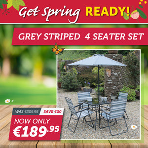 Grey striped 4 seater set