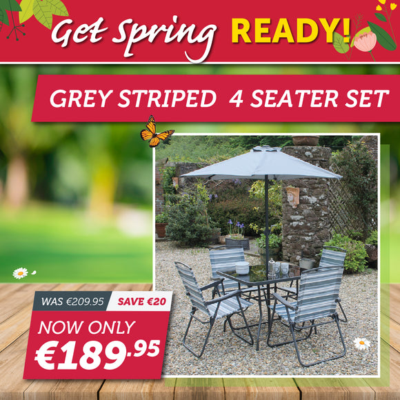 Grey striped 4 seater set