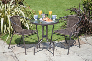 Bistro Set Rattan 2 Chairs & Table